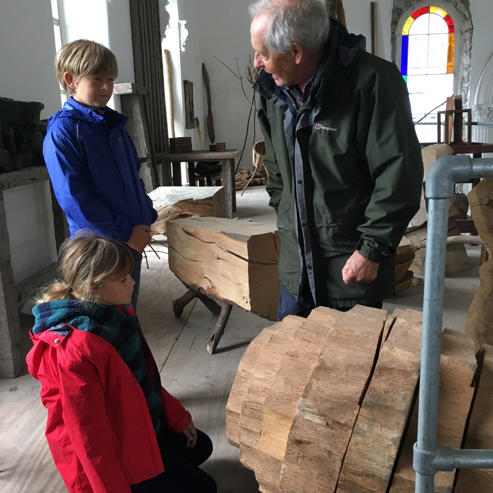 Tanya Shadrick & family with Sculptor David Nash